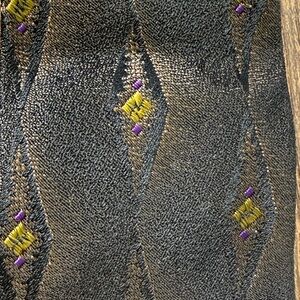 Classic Black Woven vintage Men's Tie with Gold and Purple Accent